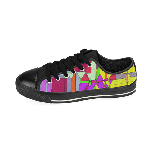 Retro Color Pop Geometric Fun 1 Low Top Canvas Shoes for Kid (Model 018)