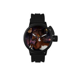 Awesome steampunk horse with clocks gears Men's Sports Watch(Model 309)