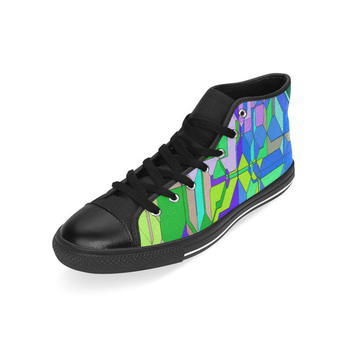 Retro Color Pop Geometric Fun 2 High Top Canvas Women's Shoes/Large Size (Model 017)