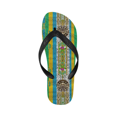 rainbows rain in the golden mangrove forest Flip Flops for Men/Women (Model 040)