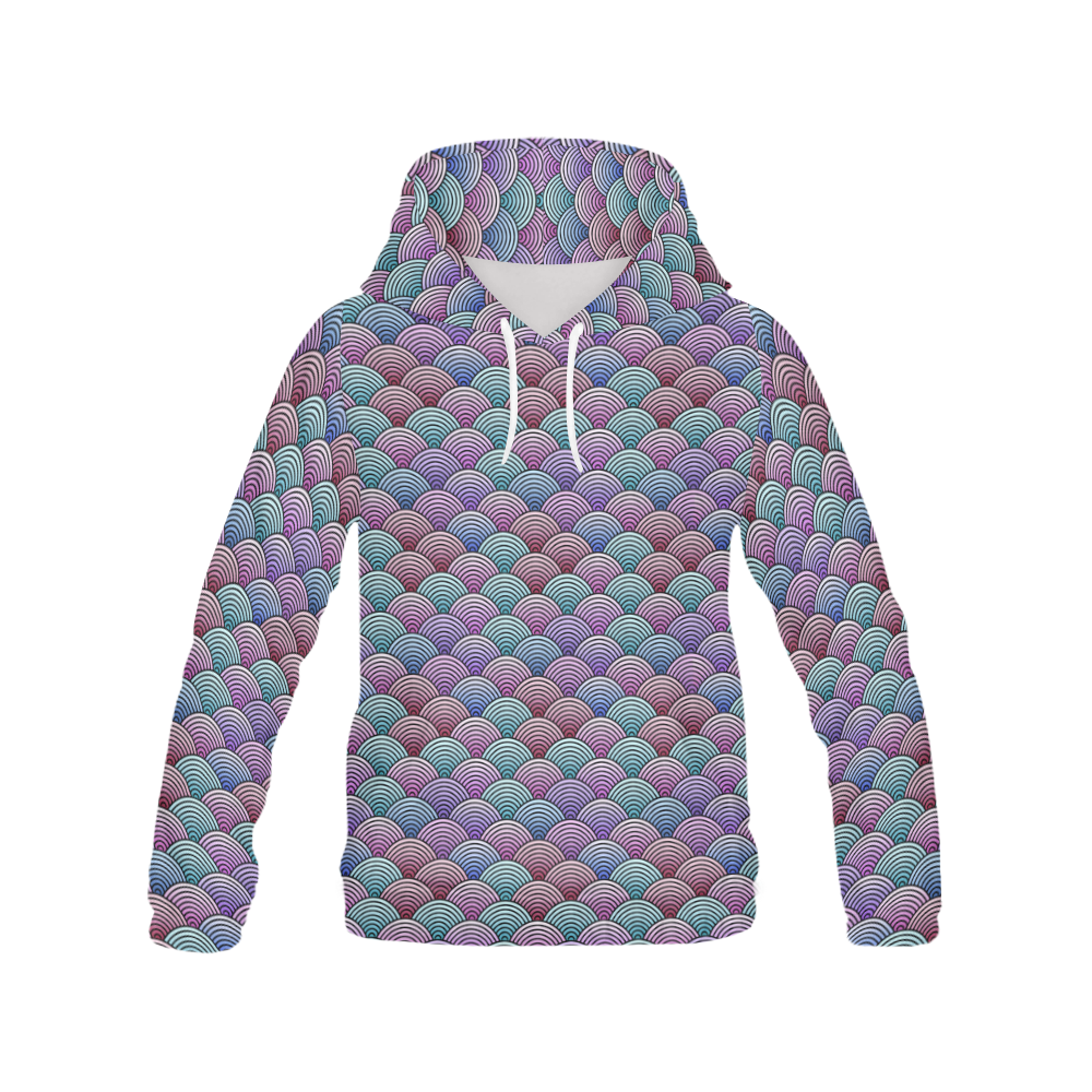 Oriental Concentric Circle Pattern All Over Print Hoodie for Women (USA Size) (Model H13)