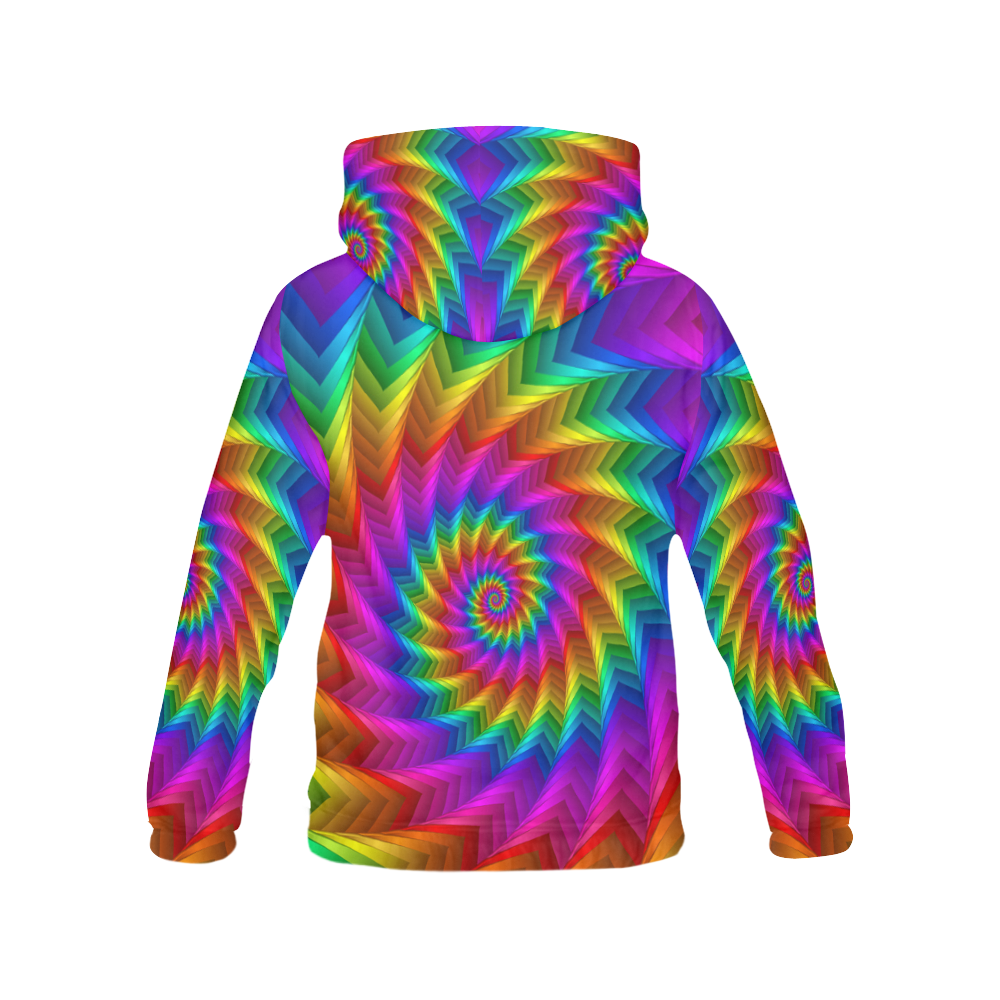 Psychdelic Rainbow Spiral All Over Print Hoodie for Women (USA Size) (Model H13)