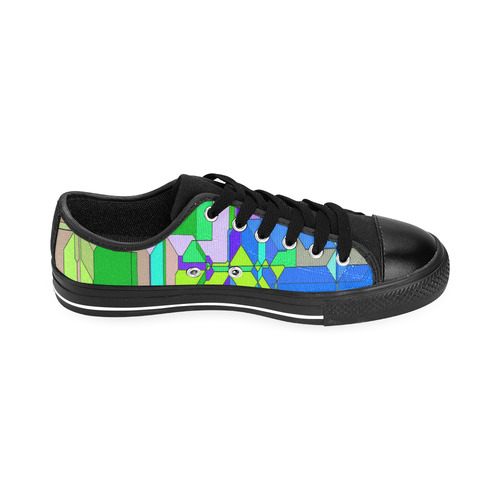 Retro Color Pop Geometric Fun 2 Men's Classic Canvas Shoes/Large Size (Model 018)