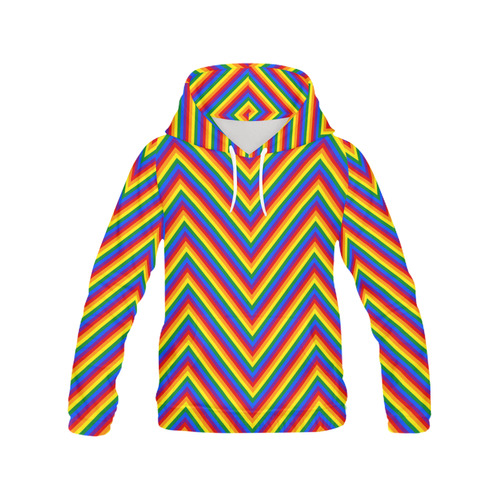 Rainbow Chevron Pattern All Over Print Hoodie for Women (USA Size) (Model H13)