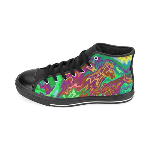 Purple Feathered Horses Art High Top Canvas Women's Shoes/Large Size (Model 017)