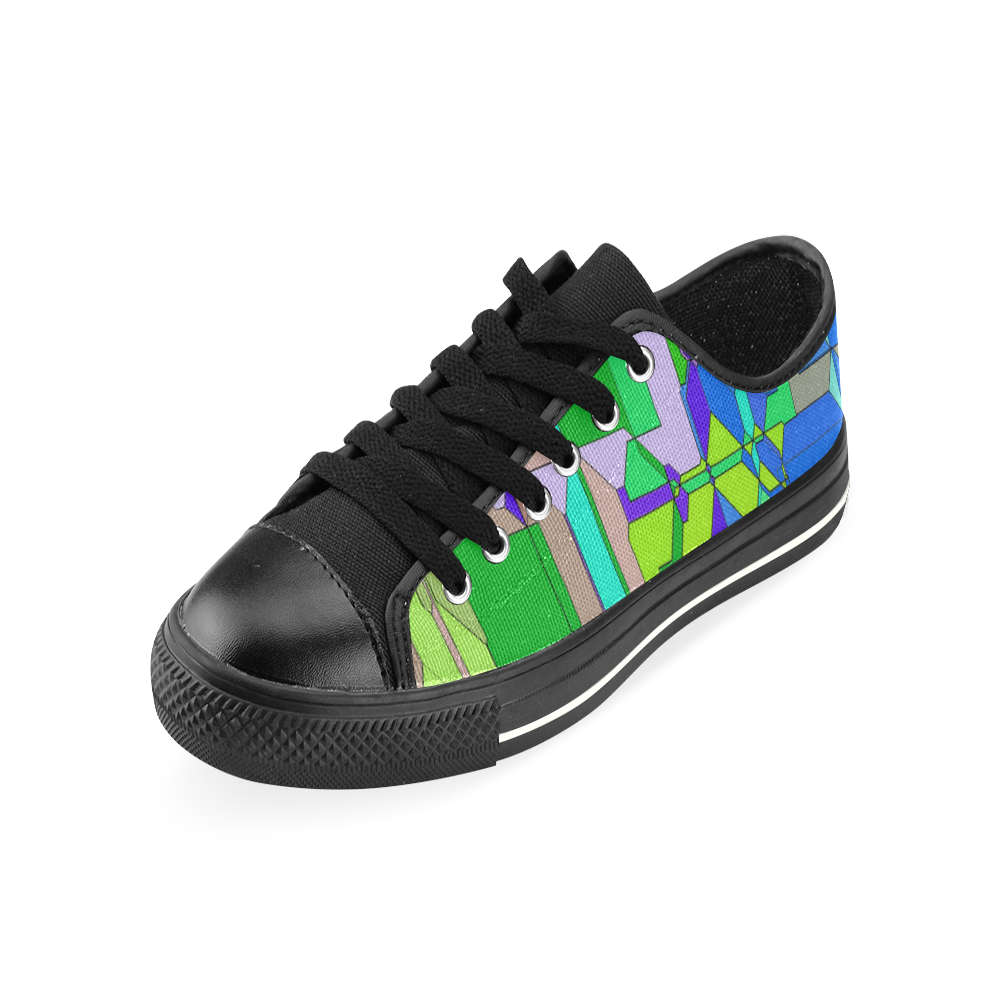 Retro Color Pop Geometric Fun 2 Low Top Canvas Shoes for Kid (Model 018)