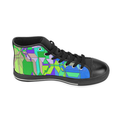 Retro Color Pop Geometric Fun 2 High Top Canvas Women's Shoes/Large Size (Model 017)
