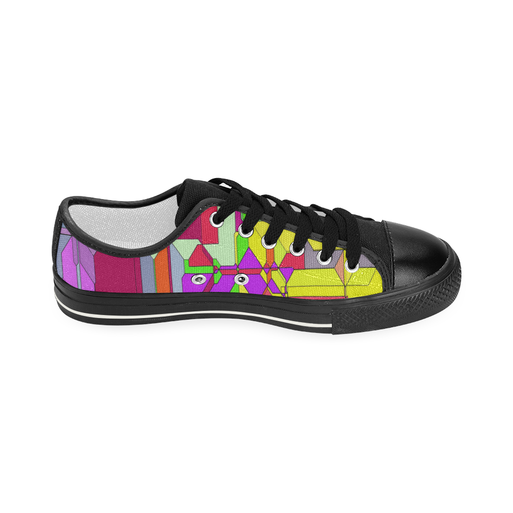 Retro Color Pop Geometric Fun 1 Women's Classic Canvas Shoes (Model 018)