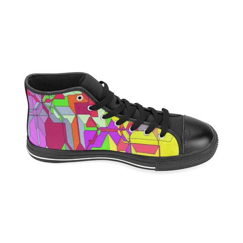 Retro Color Pop Geometric Fun 1 High Top Canvas Women's Shoes/Large Size (Model 017)