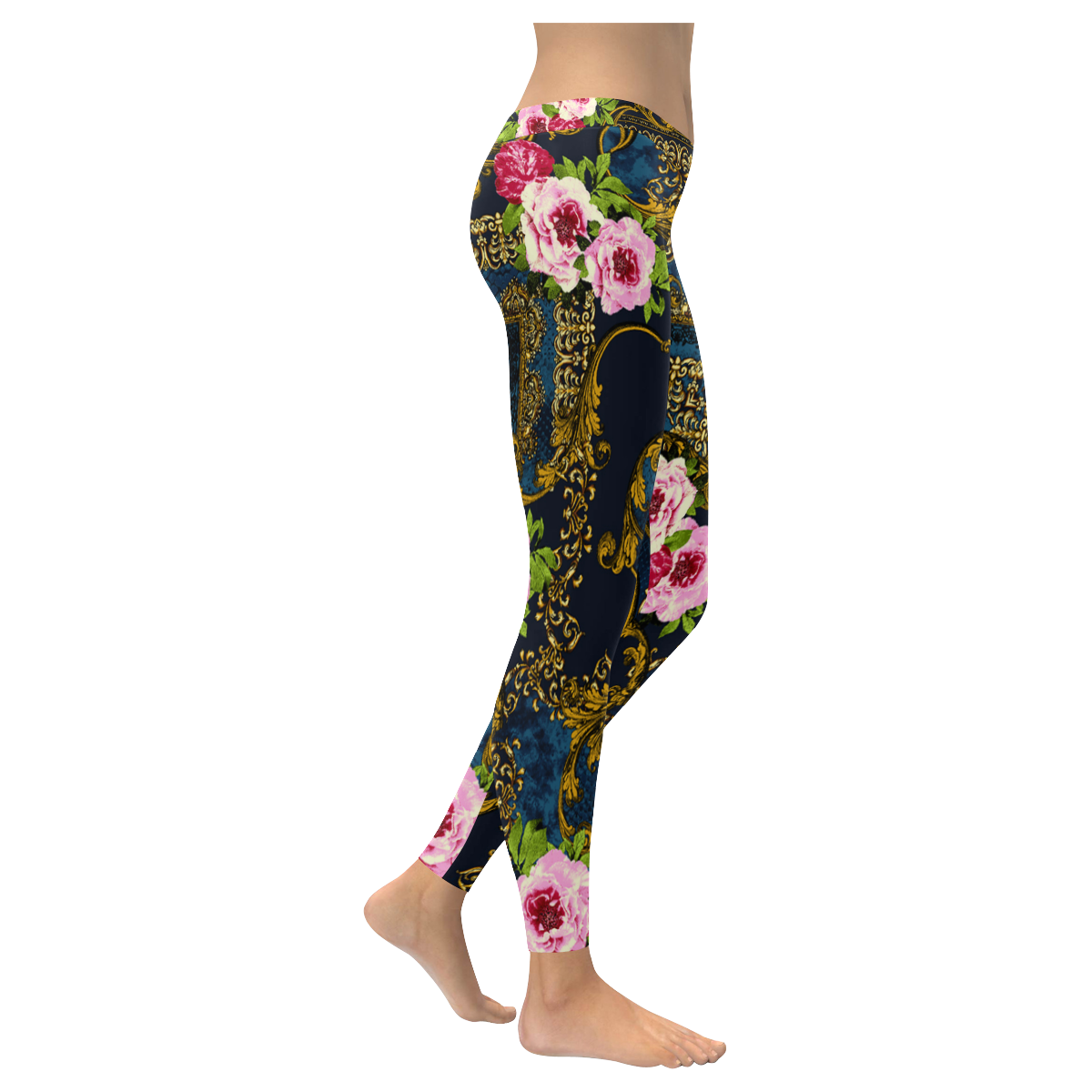 LAURA PRINT Women's Low Rise Leggings (Invisible Stitch) (Model L05)