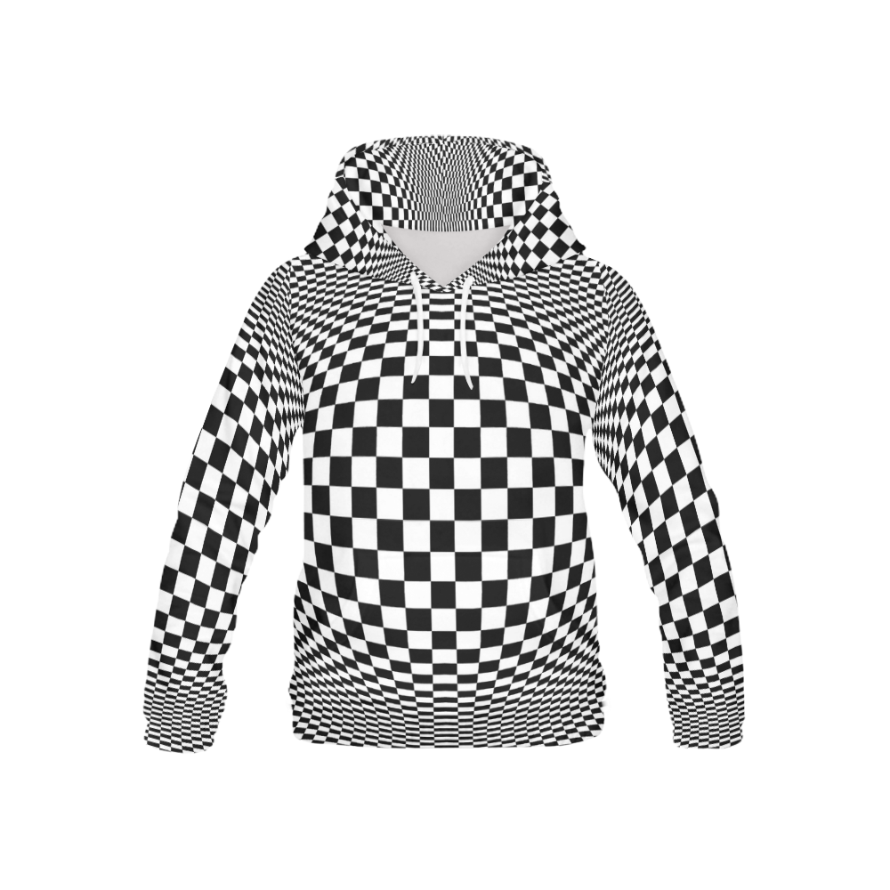 Optical Illusion Checkers All Over Print Hoodie for Kid (USA Size) (Model H13)