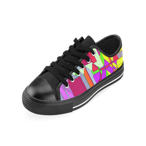 Retro Color Pop Geometric Fun 1 Men's Classic Canvas Shoes/Large Size (Model 018)