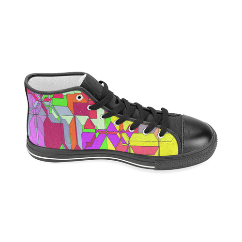 Retro Color Pop Geometric Fun 1 Men’s Classic High Top Canvas Shoes (Model 017)