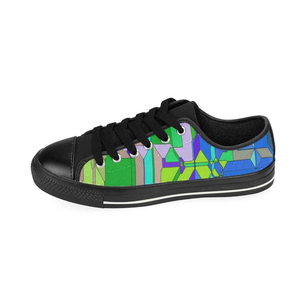 Retro Color Pop Geometric Fun 2 Canvas Women's Shoes/Large Size (Model 018)
