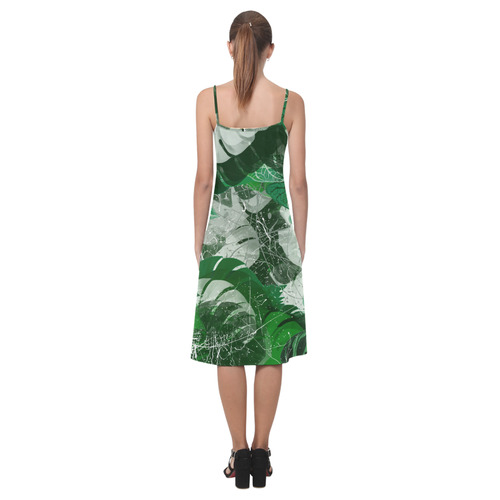 Tropical leaves Alcestis Slip Dress (Model D05)