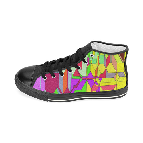 Retro Color Pop Geometric Fun 1 Men’s Classic High Top Canvas Shoes (Model 017)