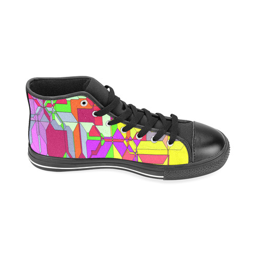 Retro Color Pop Geometric Fun 1 Men’s Classic High Top Canvas Shoes /Large Size (Model 017)