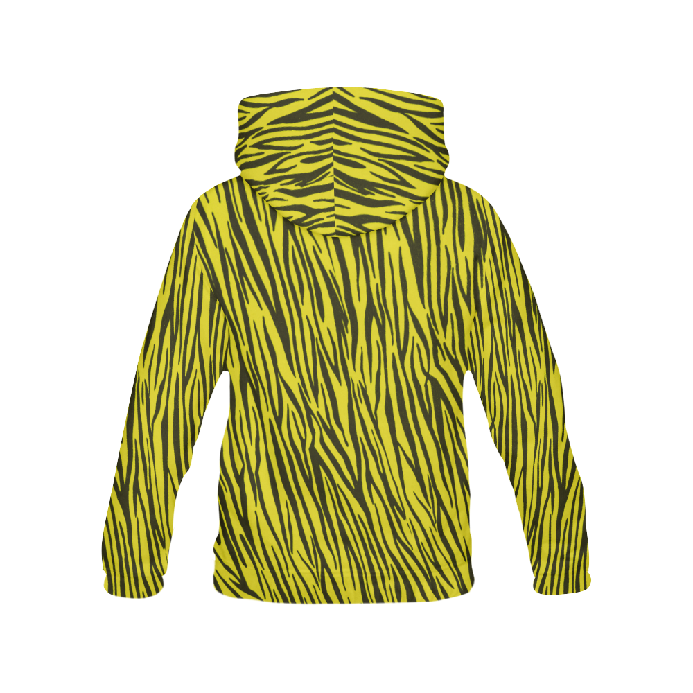 Yellow Zebra Pattern Stripes All Over Print Hoodie for Women (USA Size) (Model H13)
