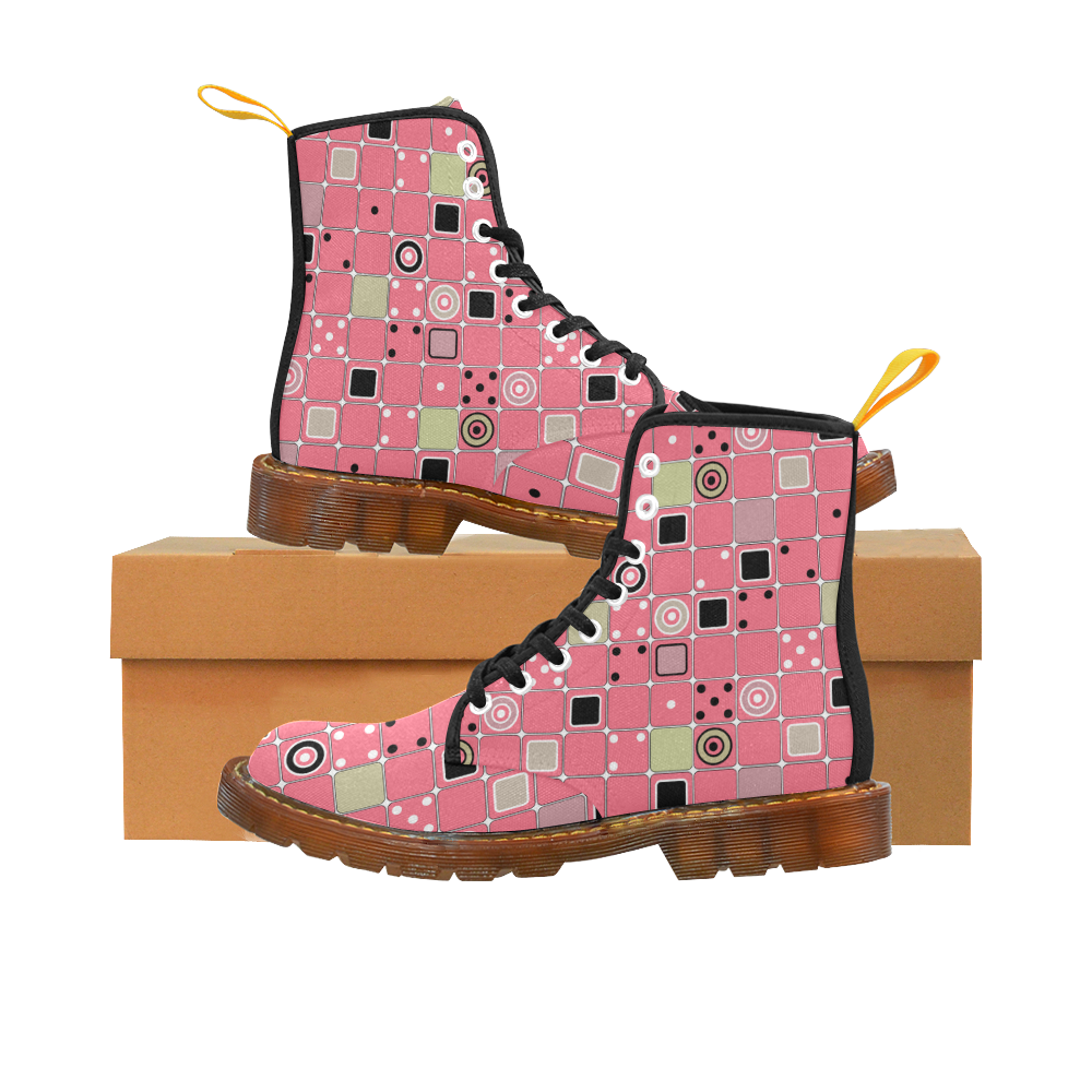 Abstract bright pink pattern Martin Boots For Women Model 1203H