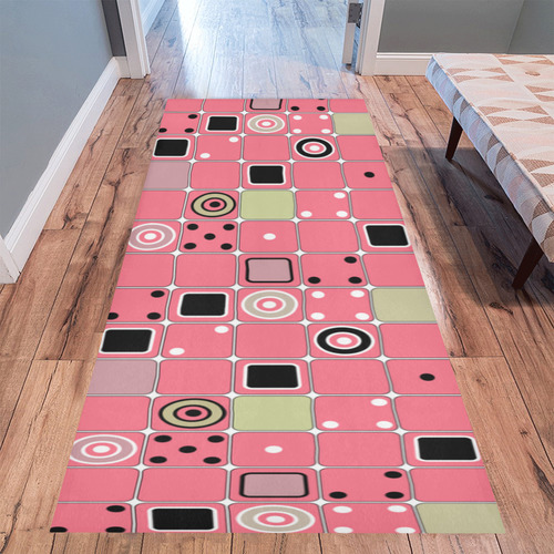 Abstract bright pink pattern Area Rug 9'6''x3'3''