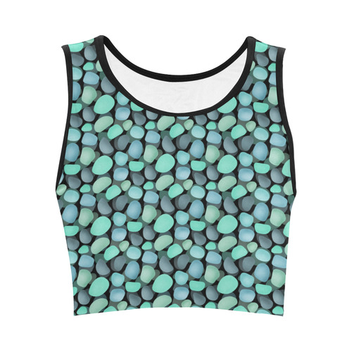 Blue and turquoise stones . Women's Crop Top (Model T42)
