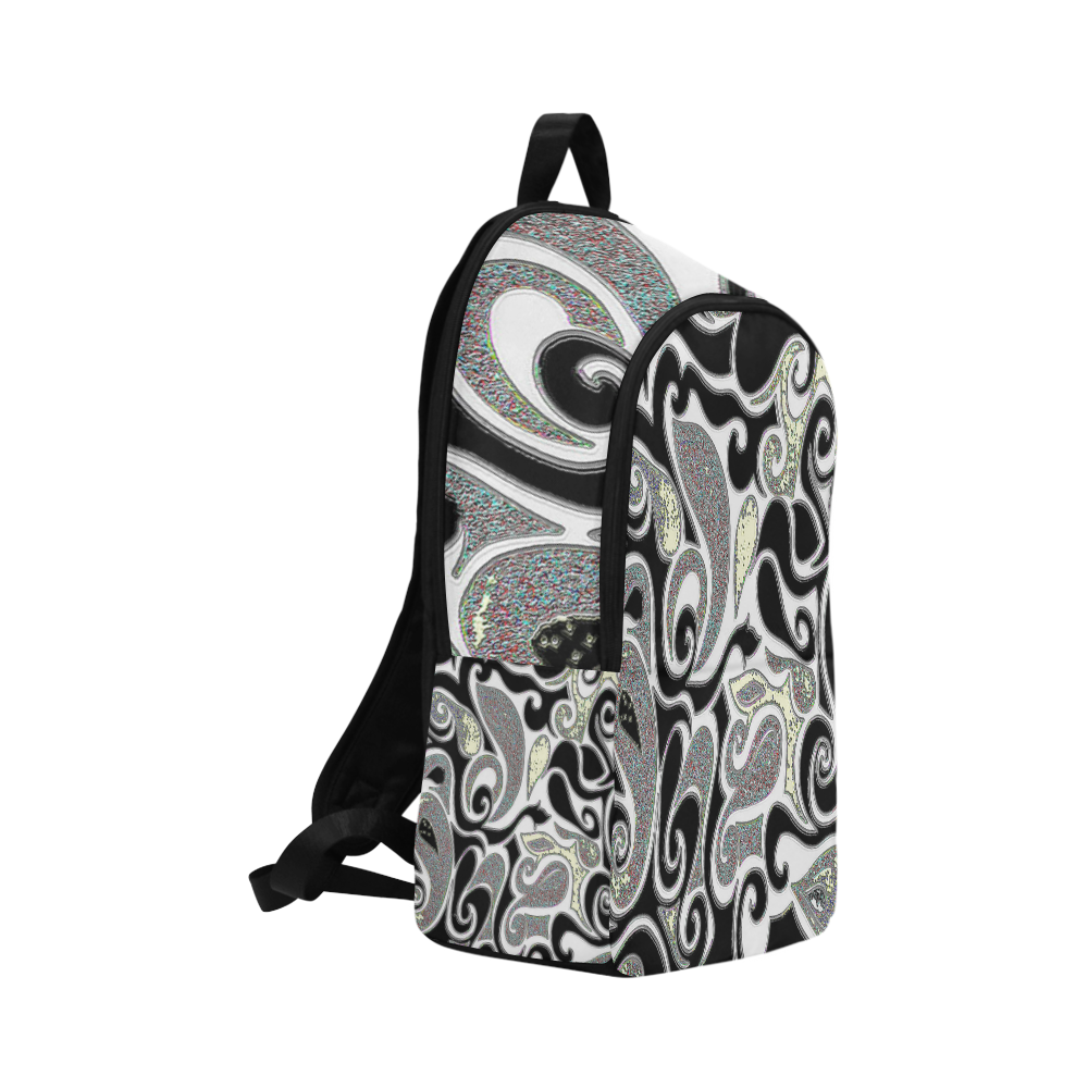 Wacky Retro Abstract Swirl in Black and White Fabric Backpack for Adult (Model 1659)