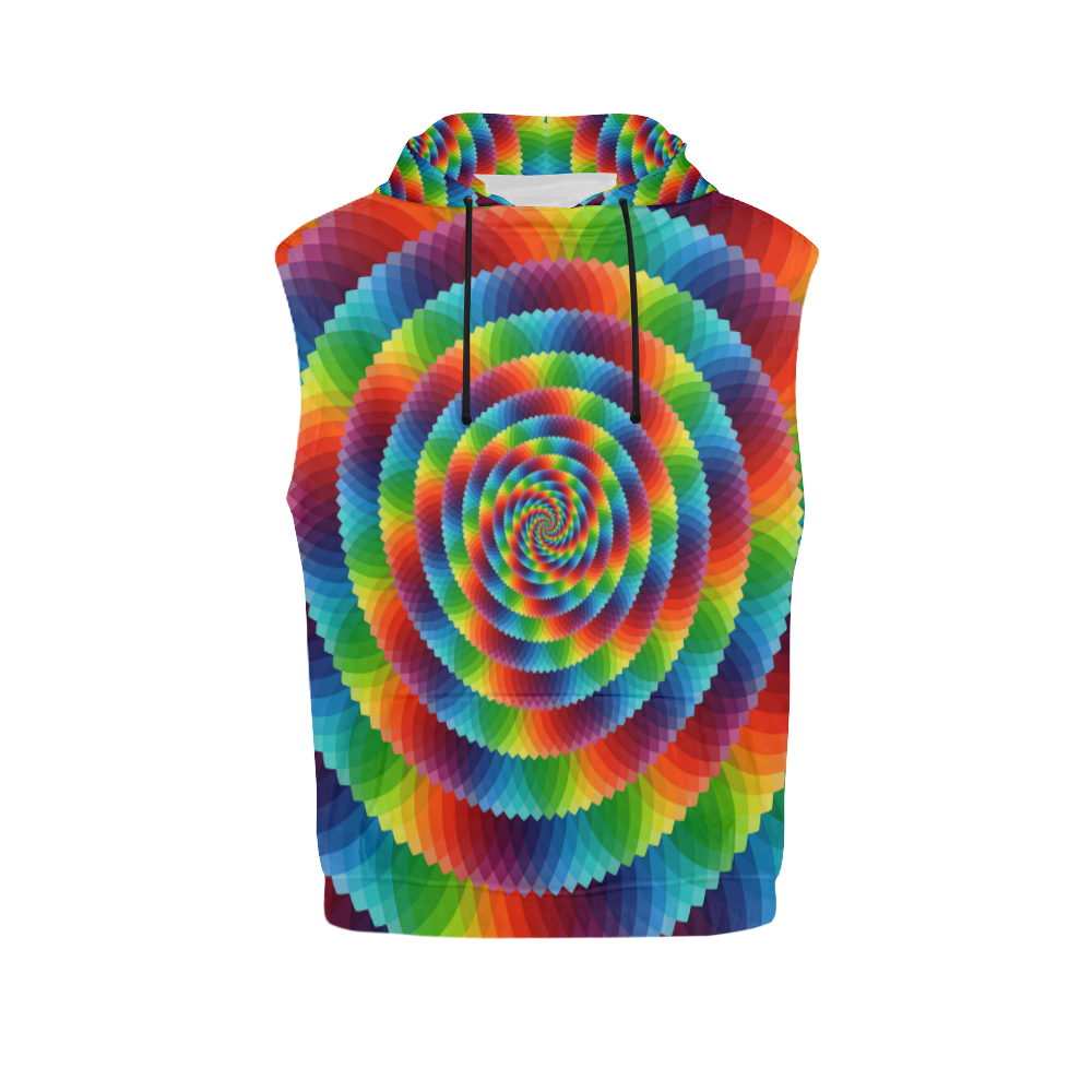 psychedelic spirals All Over Print Sleeveless Hoodie for Women (Model H15)