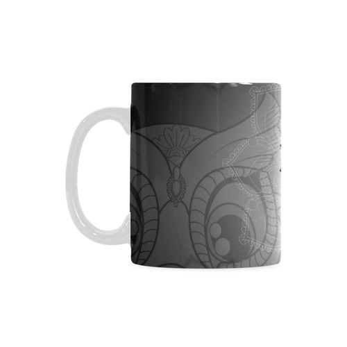 Cute owl, mandala design black and white White Mug(11OZ)