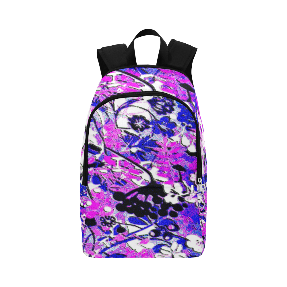 Wacky Retro Floral Abstract in Purple, Blue and Pink Fabric Backpack for Adult (Model 1659)