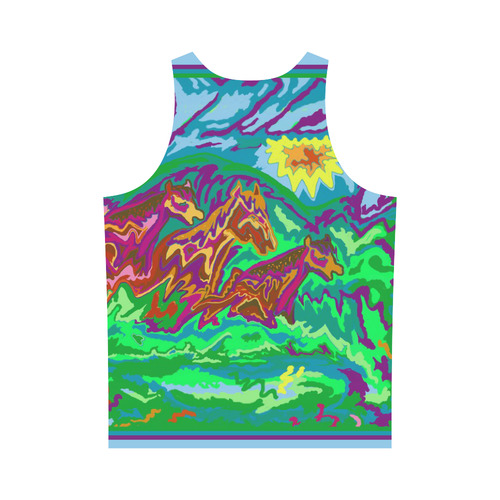Mens Tank with Purple Feathered Horses Art All Over Print Tank Top for Men (Model T43)