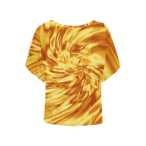 Golden silk look alike All Over Print Women's Batwing-Sleeved Blouse T shirt (Model T44)