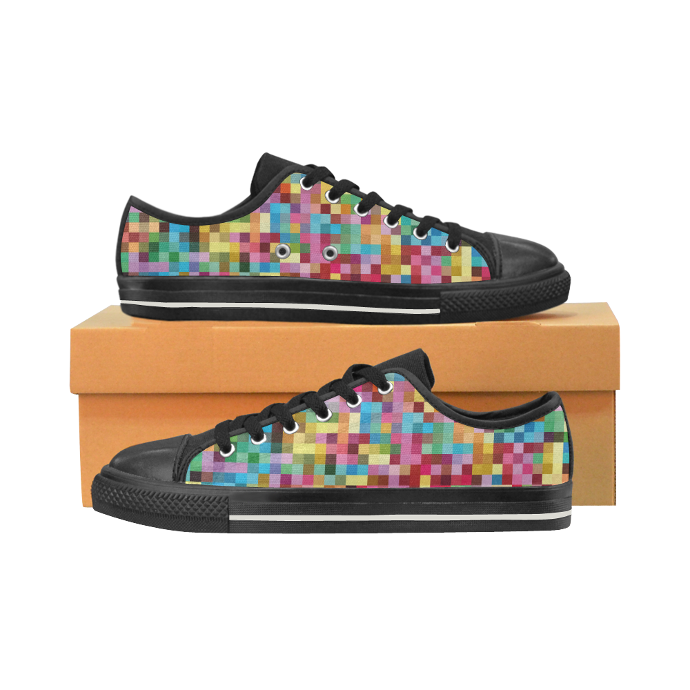 Mosaic Pattern 2 Low Top Canvas Shoes for Kid (Model 018)