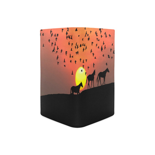 Sunset Silhouette Horses Women's Leather Wallet (Model 1611)