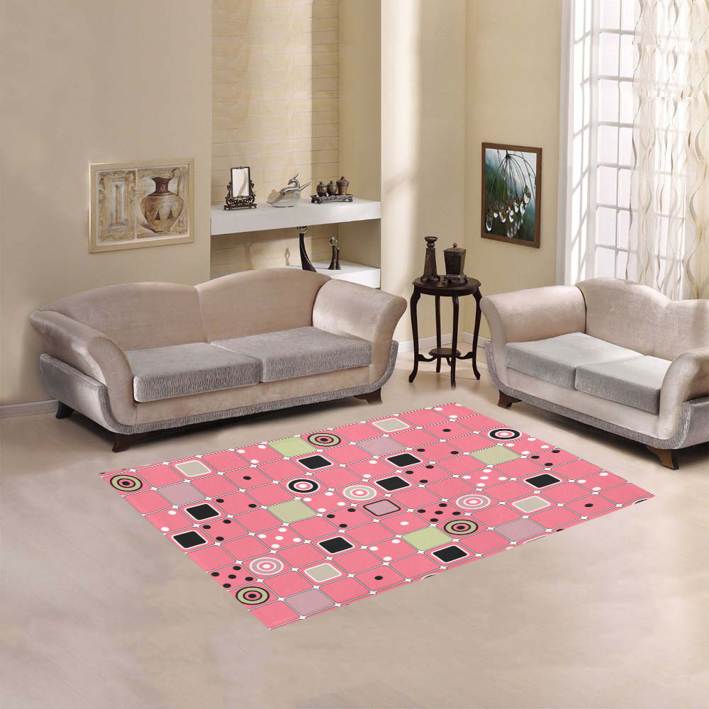 Abstract bright pink pattern Area Rug 5'3''x4'