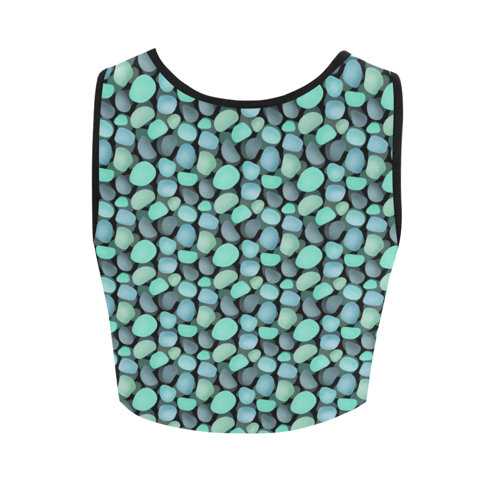 Blue and turquoise stones . Women's Crop Top (Model T42)