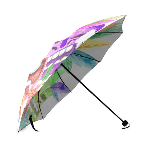 Tiki Mask Watercolor Floral Summer Fun Foldable Umbrella (Model U01)