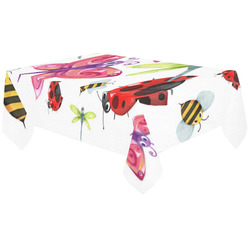 Cute Bee Butterfly Dragonfly Ladybug Cotton Linen Tablecloth 60"x120"