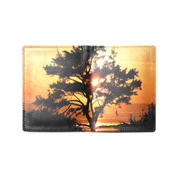 Sunset Silhouette Tree Men's Leather Wallet (Model 1612)