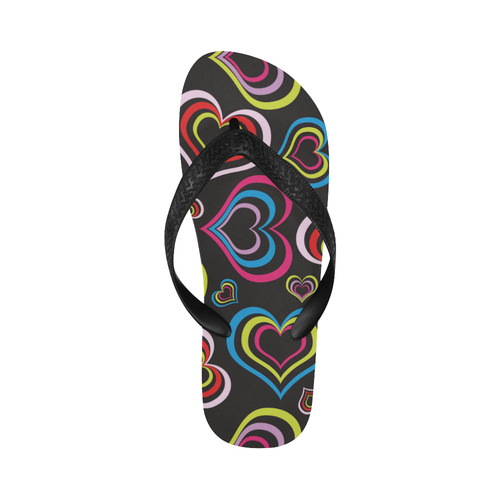 Rainbow Hearts Flip Flops for Men/Women (Model 040)