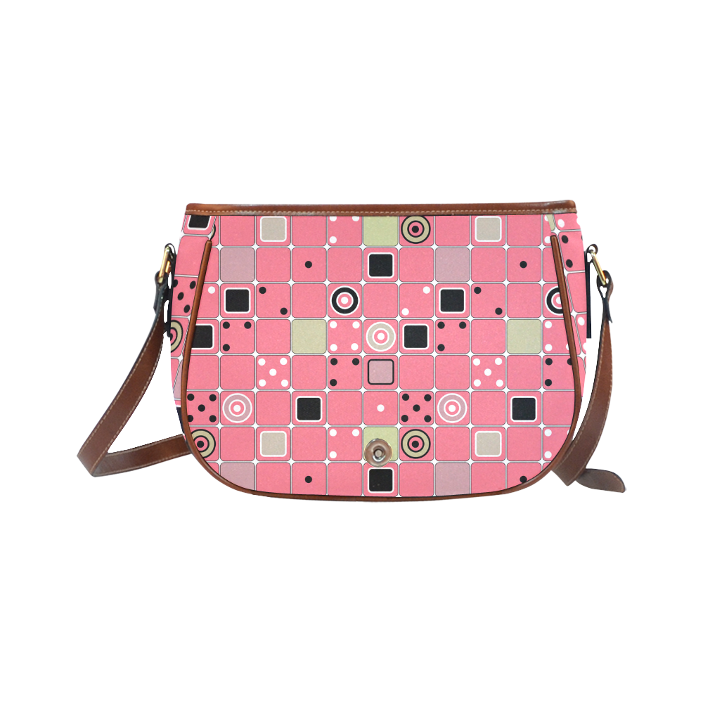 Abstract bright pink pattern Saddle Bag/Small (Model 1649) Full Customization