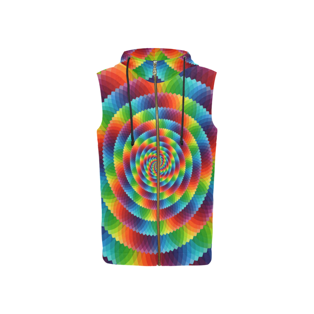 psychedelic spirals All Over Print Sleeveless Zip Up Hoodie for Women (Model H16)
