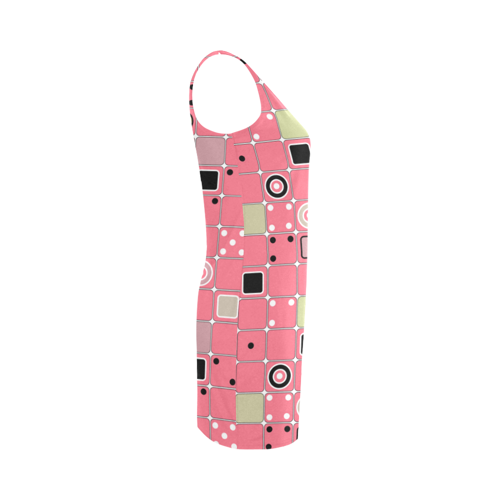 Abstract bright pink pattern Medea Vest Dress (Model D06)