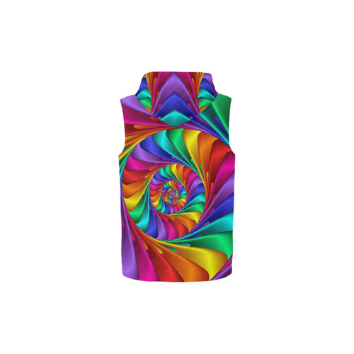 Psychedelic Rainbow Spiral All Over Print Sleeveless Zip Up Hoodie for Kid (Model H16)