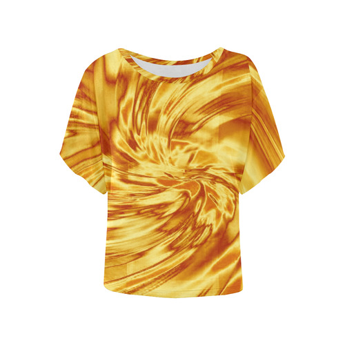 Golden silk look alike All Over Print Women's Batwing-Sleeved Blouse T shirt (Model T44)