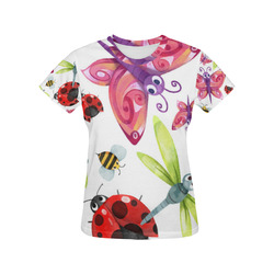 Cute Bee Butterfly Dragonfly Ladybug All Over Print T-Shirt for Women (USA Size) (Model T40)