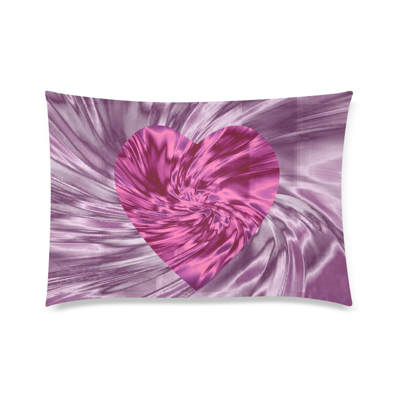 Pink heart with purple silk look-alike Pillow, Zenya Zenyaris design Custom Zippered Pillow Case 20"x30" (one side)
