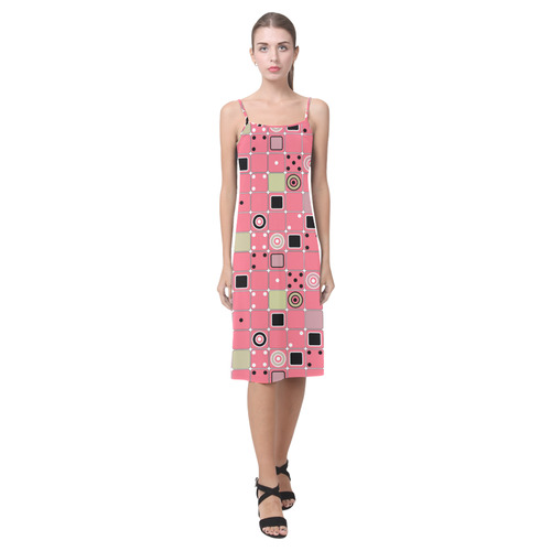 Abstract bright pink pattern Alcestis Slip Dress (Model D05)