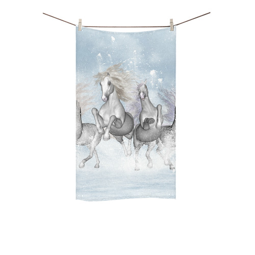 Awesome white wild horses Custom Towel 16"x28"
