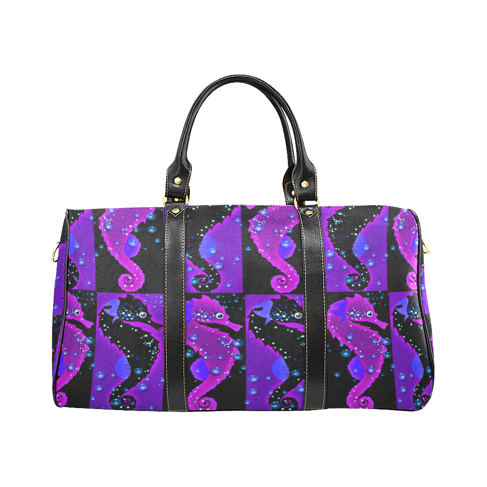 Seahorse Parade purple New Waterproof Travel Bag/Large (Model 1639)