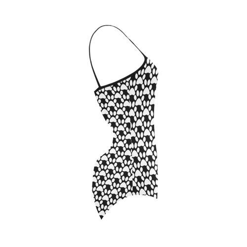 Black and white . traces . Strap Swimsuit ( Model S05)